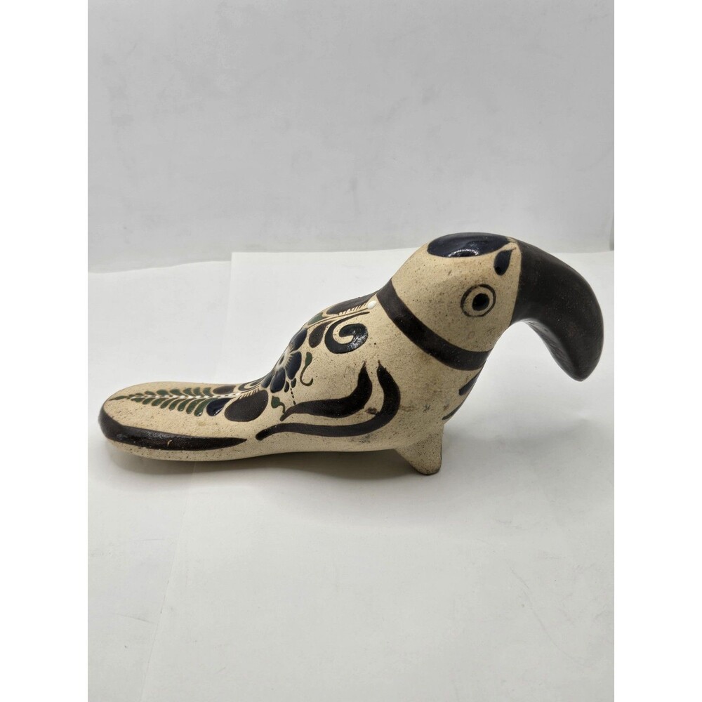 Vintage Tonala Mexican Folk Art Pottery Toucan Bird Hand Painted Figurine - Picture 2 of 13